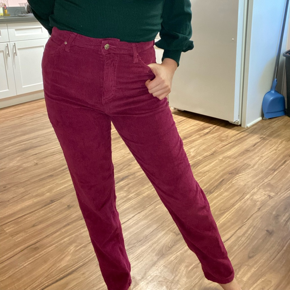 Berry Colored UO corduroy Mom Hi Rise Pants size 26